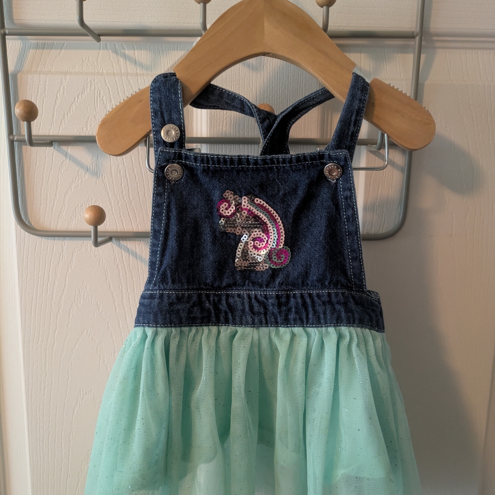 Nanette Lepore Girls Denim Dress with Mint Accents